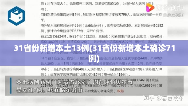31省份新增本土13例(31省份新增本土确诊71例)
