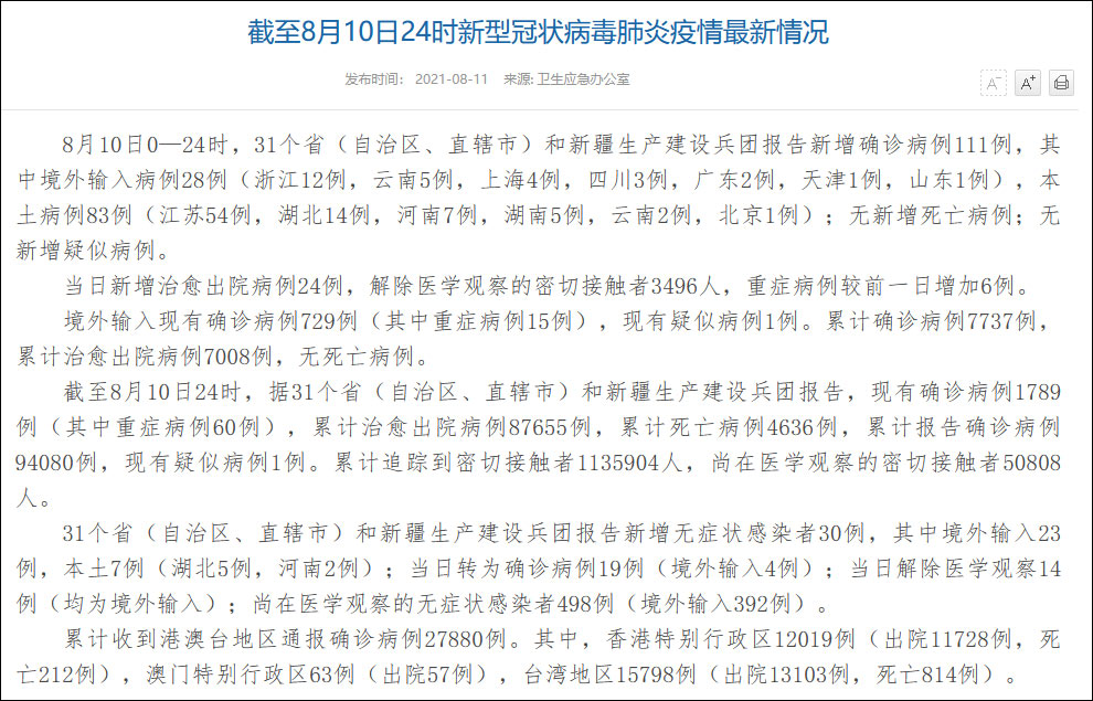 31省区市新增确诊111例(31省区市新增确诊111例 本土83例) 31省区市新增确诊111例(31省区市新增确诊111例 本土83例)