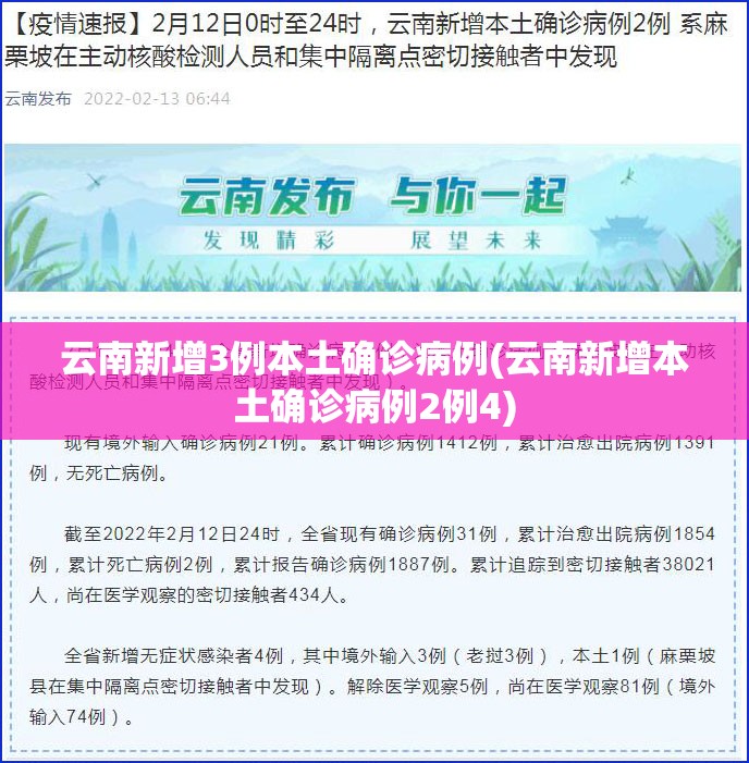 云南新增3例本土确诊病例(云南新增本土确诊病例2例4)