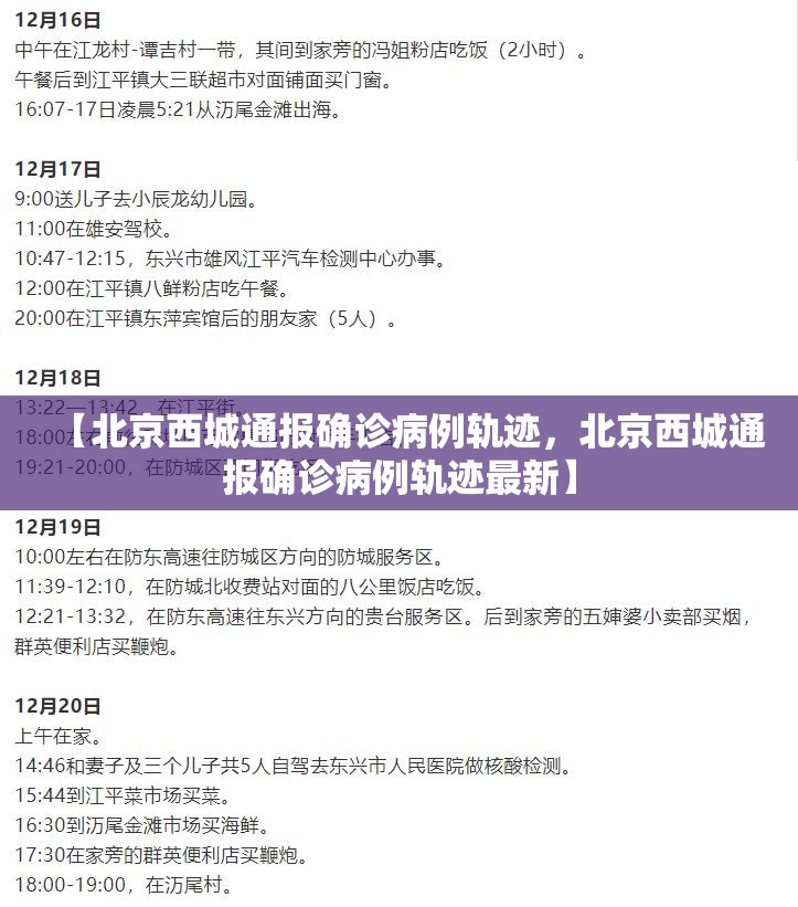 【北京西城通报确诊病例轨迹，北京西城通报确诊病例轨迹最新】
