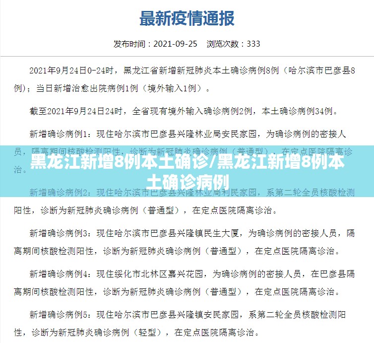 黑龙江新增8例本土确诊/黑龙江新增8例本土确诊病例 黑龙江新增8例本土确诊/黑龙江新增8例本土确诊病例