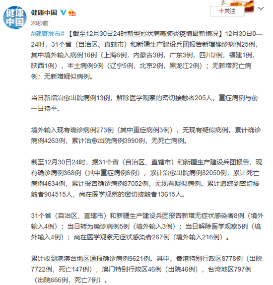 31省市新增本土死亡3例(31省份新增本土确诊病例5例) 31省市新增本土死亡3例(31省份新增本土确诊病例5例)