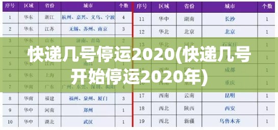 快递几号停运2020(快递几号开始停运2020年)