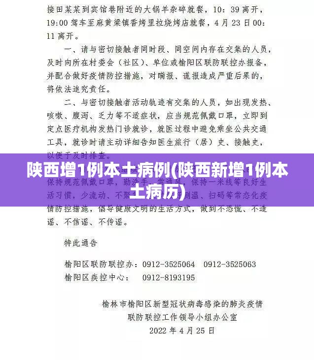 陕西增1例本土病例(陕西新增1例本土病历) 陕西增1例本土病例(陕西新增1例本土病历)