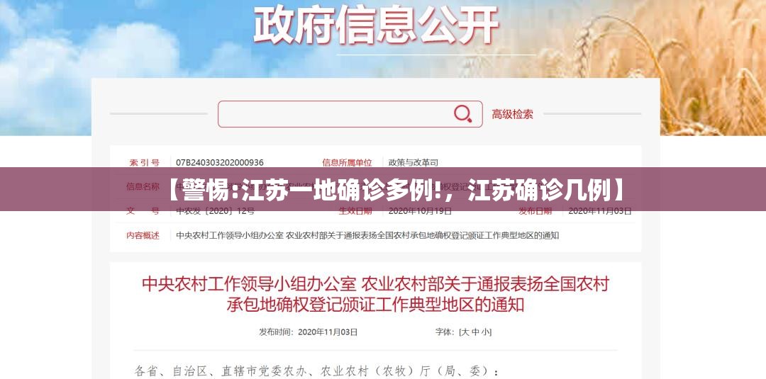 【警惕:江苏一地确诊多例!,江苏确诊几例】 【警惕:江苏一地确诊多例!,江苏确诊几例】