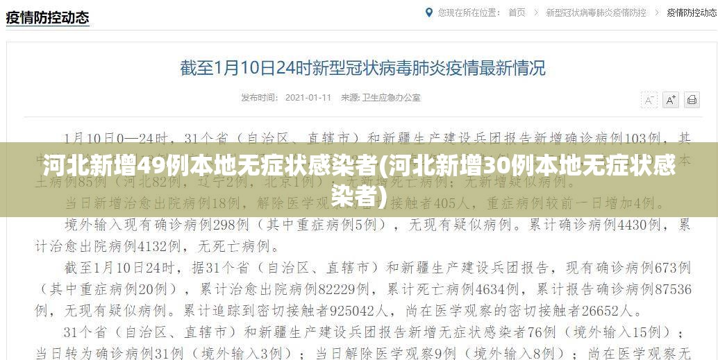 河北新增49例本地无症状感染者(河北新增30例本地无症状感染者)