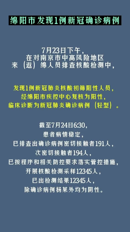 【绵阳新增1例确诊，绵阳新增本土确诊】