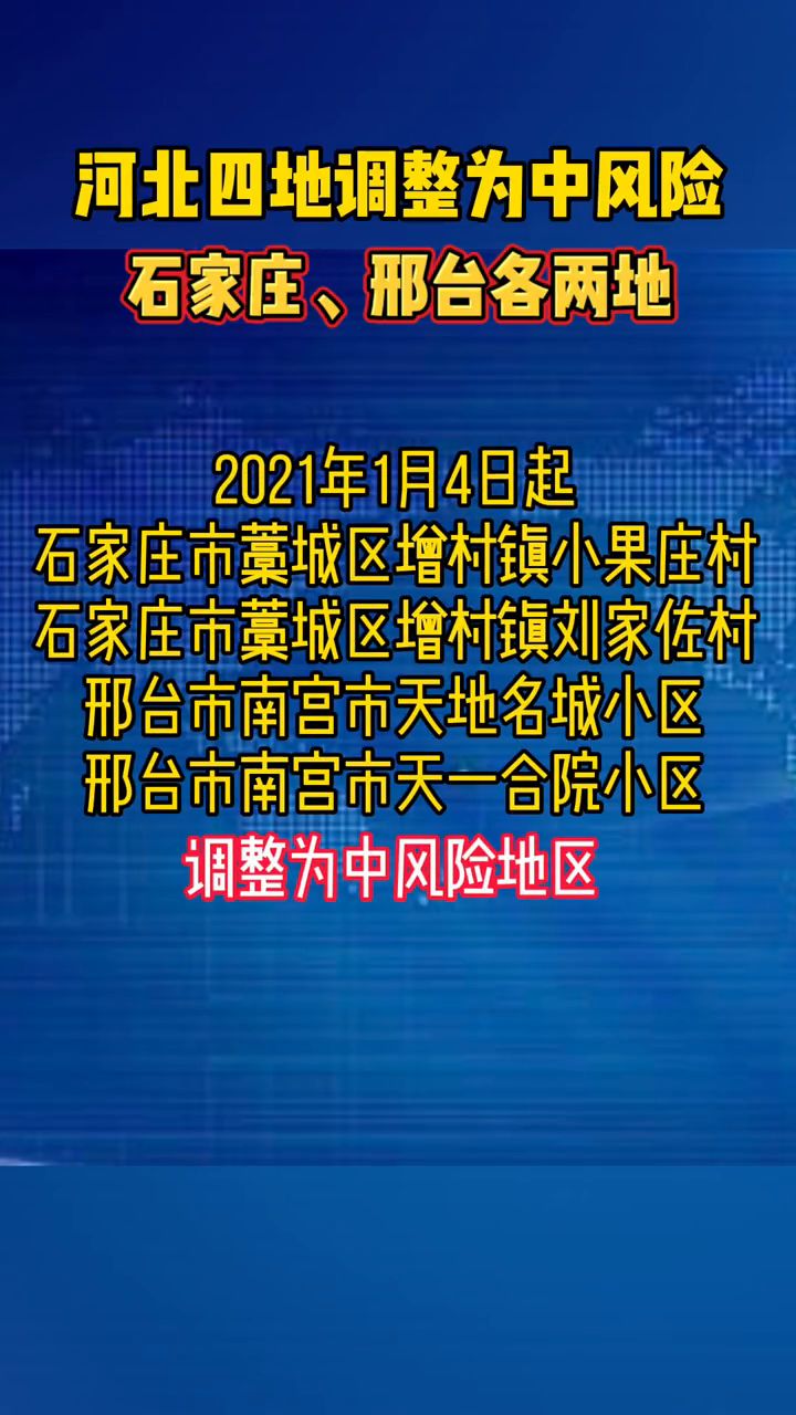 河北4地调为中风险区(河北4地调整为中风险地区) 河北4地调为中风险区(河北4地调整为中风险地区)