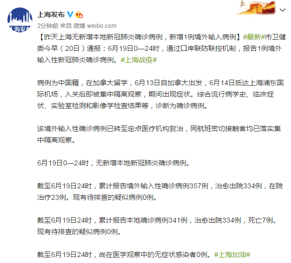 上海新增1例本土确诊病例(上海新增1例本土疑似病例) 上海新增1例本土确诊病例(上海新增1例本土疑似病例)