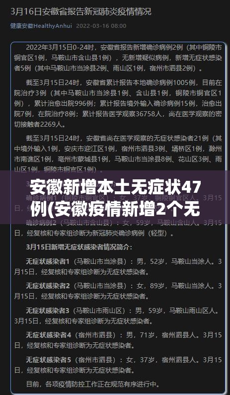 安徽新增本土无症状47例(安徽疫情新增2个无症状) 安徽新增本土无症状47例(安徽疫情新增2个无症状)