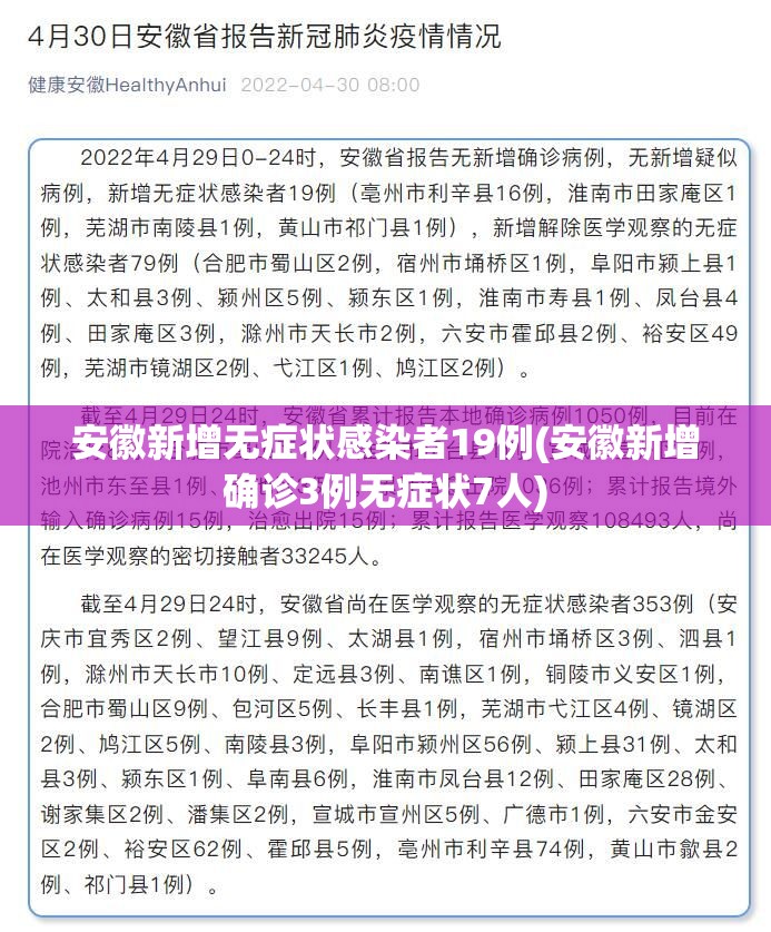 安徽新增无症状感染者19例(安徽新增确诊3例无症状7人) 安徽新增无症状感染者19例(安徽新增确诊3例无症状7人)