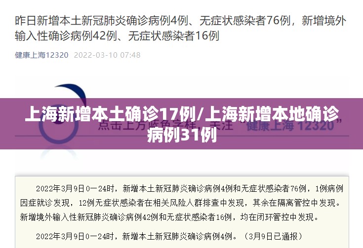 上海新增本土确诊17例/上海新增本地确诊病例31例 上海新增本土确诊17例/上海新增本地确诊病例31例