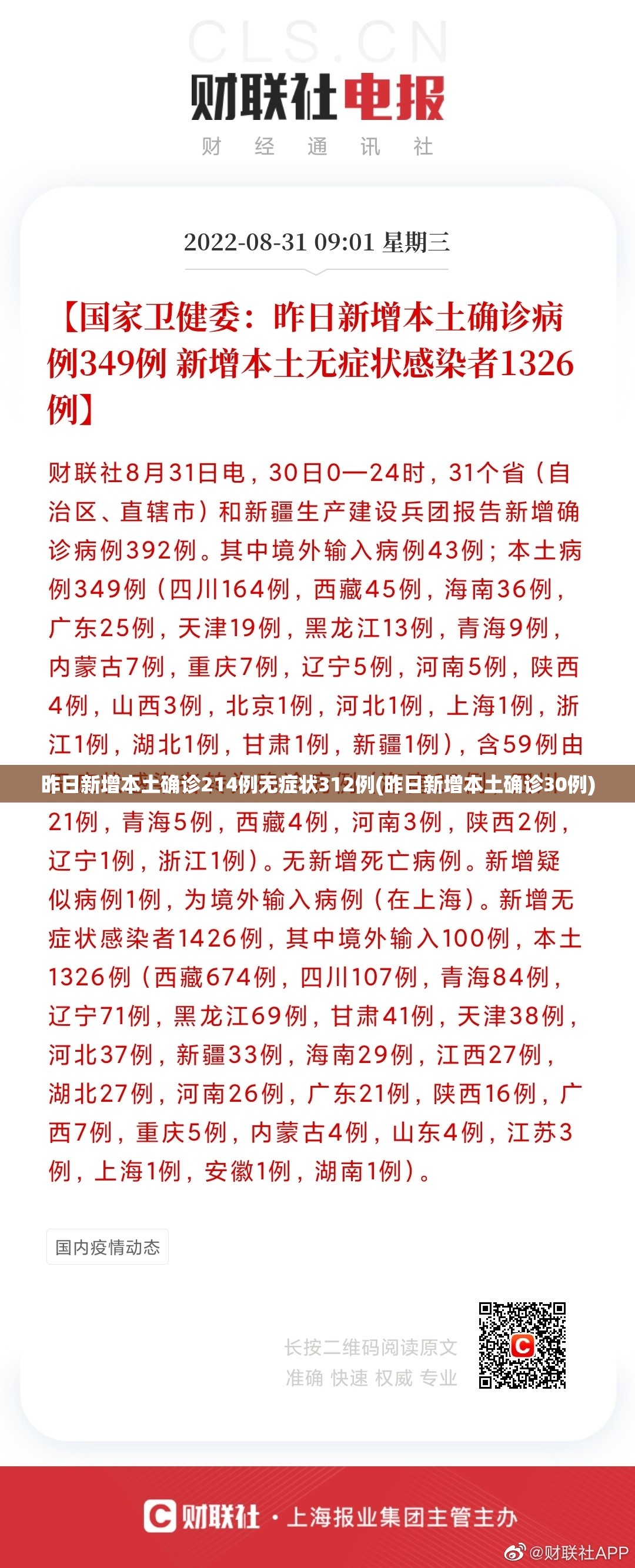 昨日新增本土确诊214例无症状312例(昨日新增本土确诊30例) 昨日新增本土确诊214例无症状312例(昨日新增本土确诊30例)