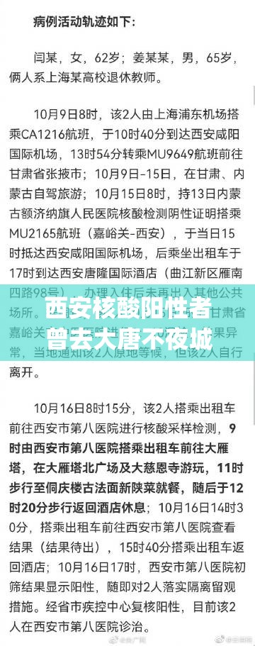 西安核酸阳性者曾去大唐不夜城(西安大唐不夜城确诊病例)