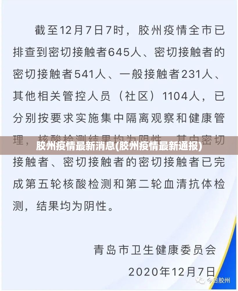 胶州疫情最新消息(胶州疫情最新通报) 胶州疫情最新消息(胶州疫情最新通报)