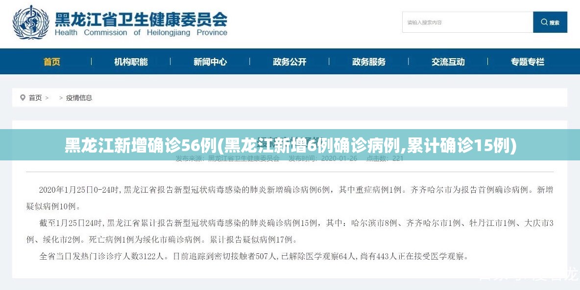 黑龙江新增确诊56例(黑龙江新增6例确诊病例,累计确诊15例) 黑龙江新增确诊56例(黑龙江新增6例确诊病例,累计确诊15例)