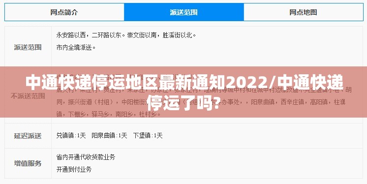 中通快递停运地区最新通知2022/中通快递停运了吗? 中通快递停运地区最新通知2022/中通快递停运了吗?