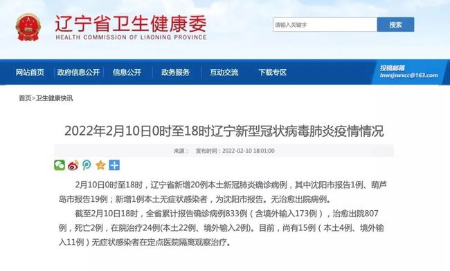 辽宁新增20例本土确诊葫芦岛19例/辽宁葫芦岛新型肺炎疫情最新消息