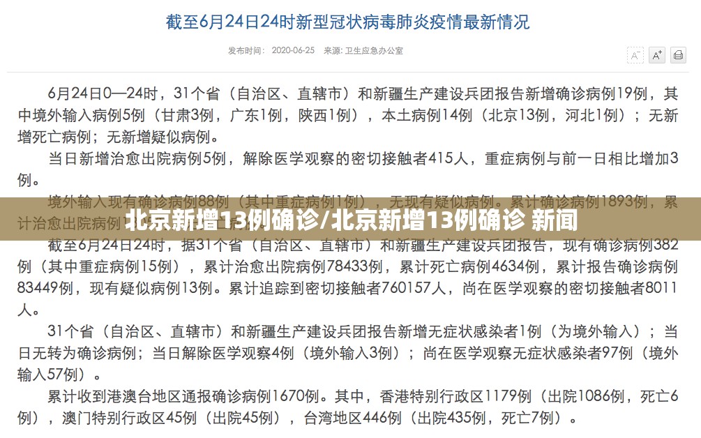 北京新增13例确诊/北京新增13例确诊 新闻 北京新增13例确诊/北京新增13例确诊 新闻