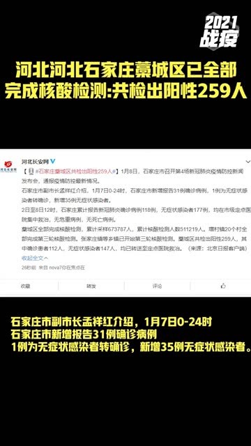 石家庄藁城检出阳性259人/这名病例系石家庄藁城区确诊患者 石家庄藁城检出阳性259人/这名病例系石家庄藁城区确诊患者