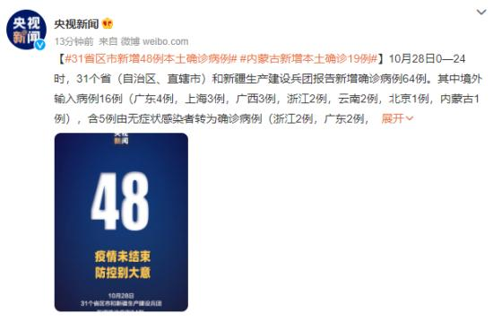 31省区市新增本土确诊1例/31省区市新增确诊20例 本土6例